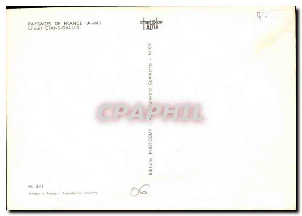 Gorges du Cians-Daluis — Alpes-Maritimes — Verlag ADIA, Nr. H.321 - Rückseite