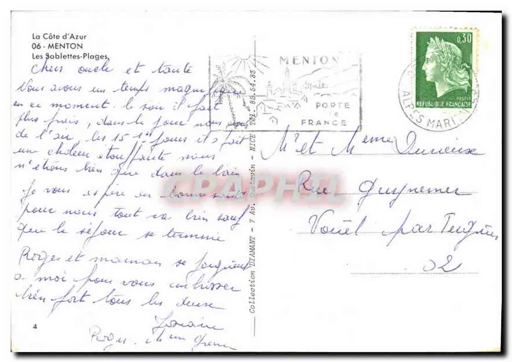 As Placas de Areia — Menton — editor não visível - Verso