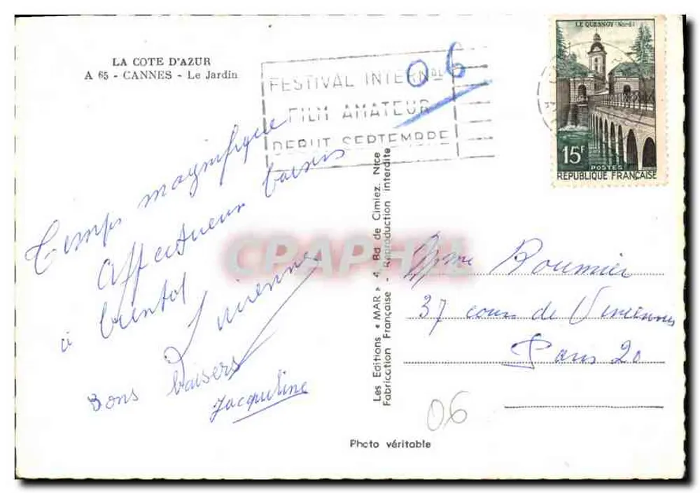 Cannes - O Jardim — A Costa Azul — Edições MAR - Verso