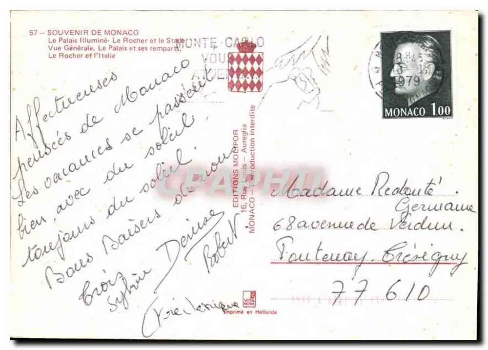 Monaco — Allgemeiner Blick, Der Felsen und Italien — Éditions Monaco - Rückseite