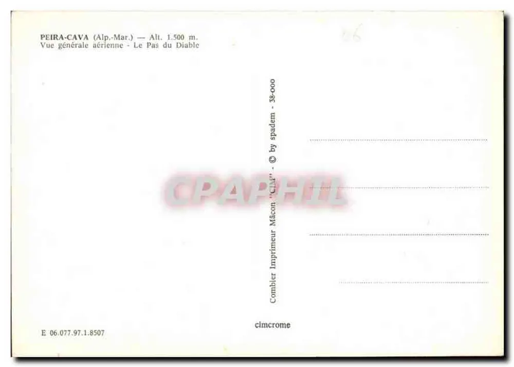 Peira-Cava — Vista aerea generale — Le Pas du Diable — Editore Mâcon « CLM » - Verso