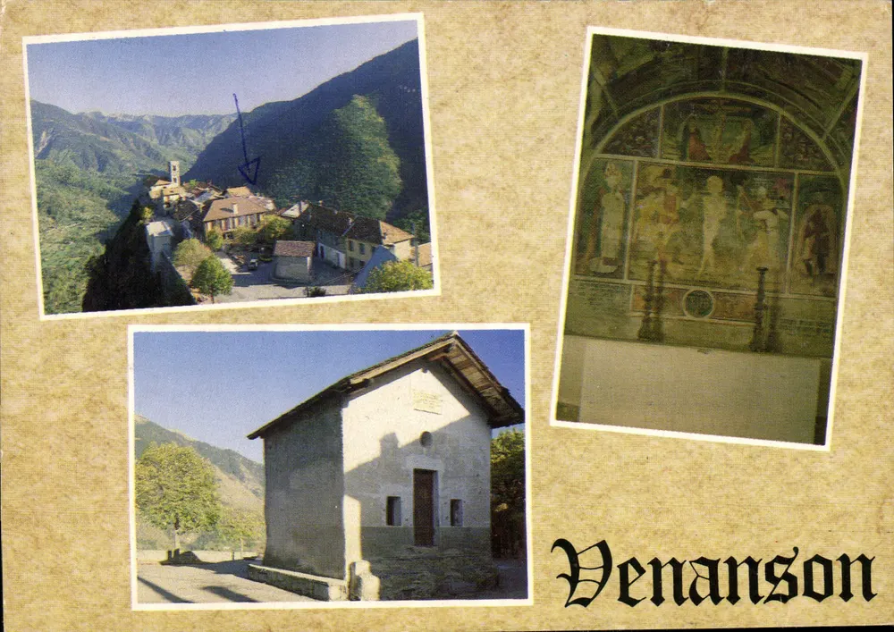 Venanson — Ansicht des Dorfes, Kirche und Fresken — Alpine Edition Society - Vorderseite