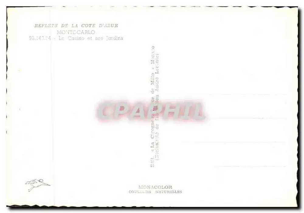 Das Casino von Monte-Carlo — Monte-Carlo, Côte d'Azur — Verlag La Cigogne, Nr. 95.143.24 - Rückseite