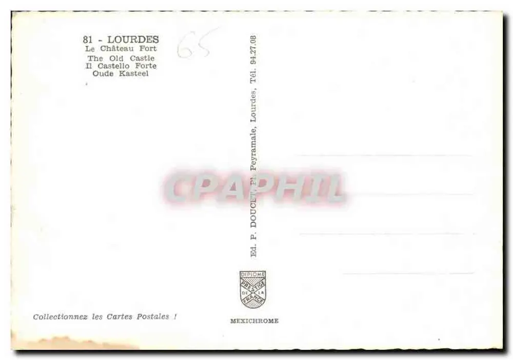 Lourdes — O Castelo Forte — Ed. P. Doucet, Peyramale - Verso