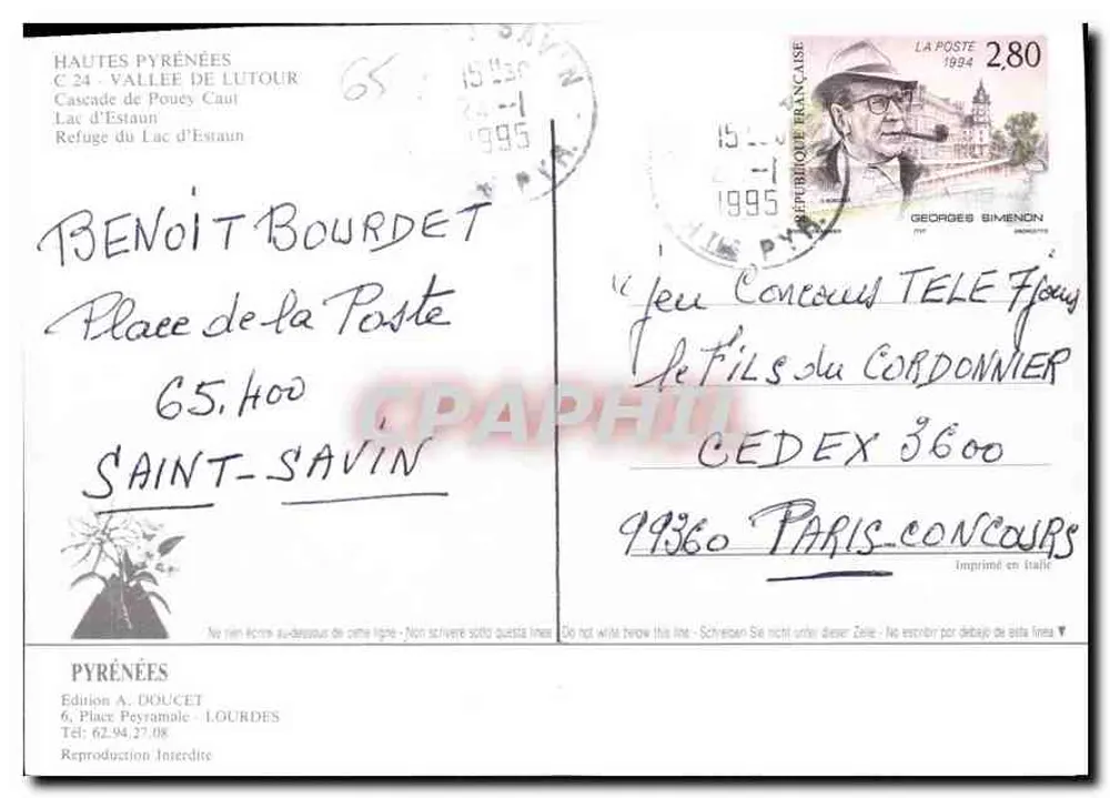 Tal von Lutour — See Estom — Edition A. Doucet - Rückseite