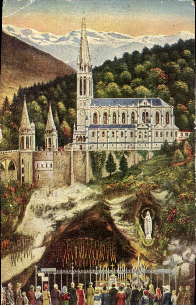 Lourdes — A Basílica e a Gruta Milagrosa — Edição E. C. 1911 - Frente