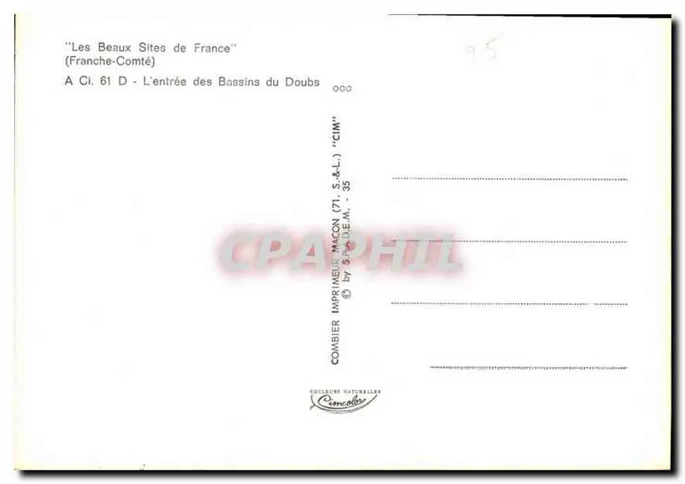 Eingang zu den Bassins du Doubs — Franche-Comté — Verlag Combier - Rückseite