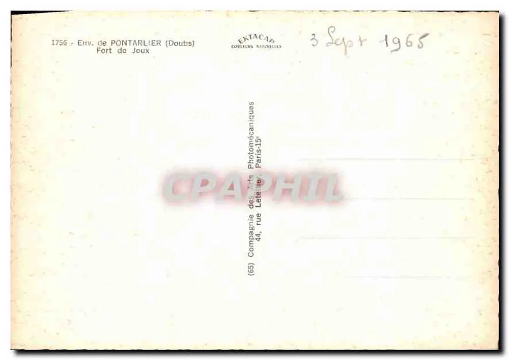 Fort de Joux — Env. de Pontarlier (Doubs) — EKTACAP - Verso