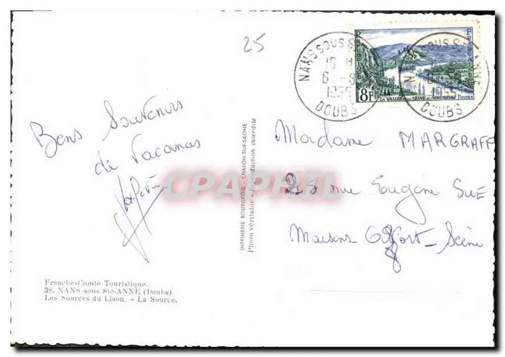 As Fontes do Lison — A Fonte — Impressora Borgonha - Chalon-sur-Saône - Verso