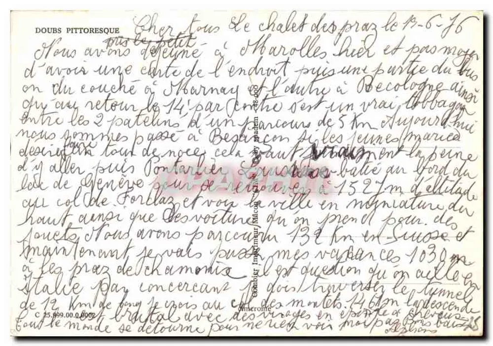 PONTARLIER — Carta turística com fotos de locais e mapa rodoviário — Editor: P. Lévy - Verso