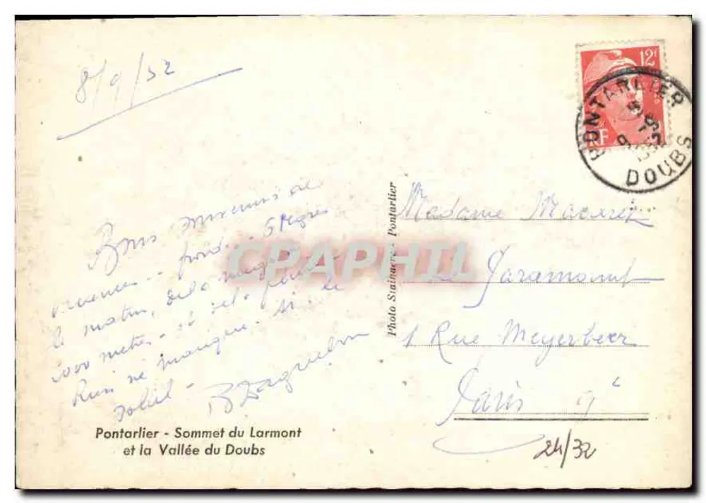 Pontarlier — Gipfel des Larmont und das Tal des Doubs — Photo Stairaire — Nummer nicht sichtbar - Rückseite
