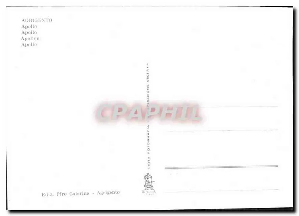 Agrigento — Apolo — Éd. Piro Caterina - Verso