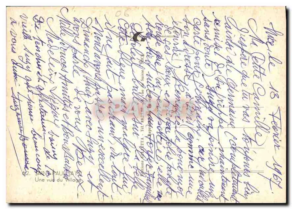 Sainte-Paula - Uitzicht op het dorp — uitgever G. Colletta, n°62 - Achterkant