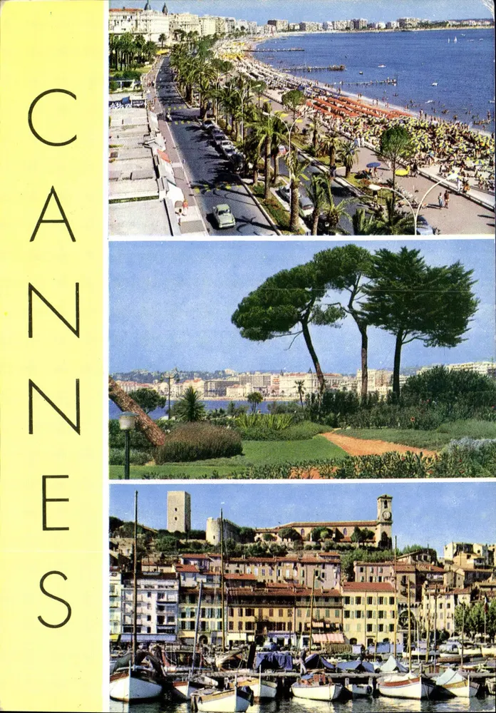 Cannes — vista panorâmica, pinha e porto — Éditions d'Art Montillet - Frente