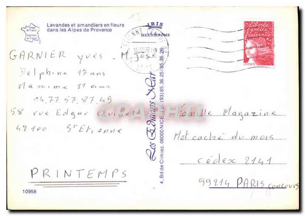 Lavendel und blühende Mandelbäume in den Alpen der Provence — Imprimeur Mexichrome, n°10958 - Rückseite