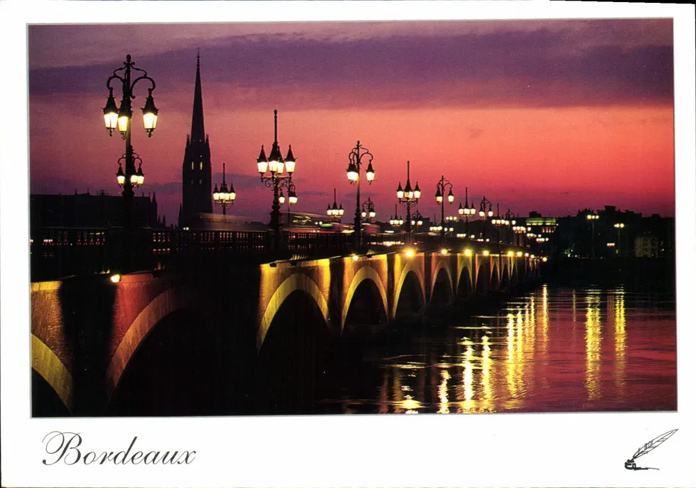 Bordeaux — O ponte de pedra ao entardecer — Harmonie, criação Jean-François Téoule - Frente