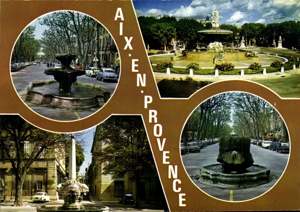 Aix-en-Provence — vista da praça das Fontes — editor não visível - Frente