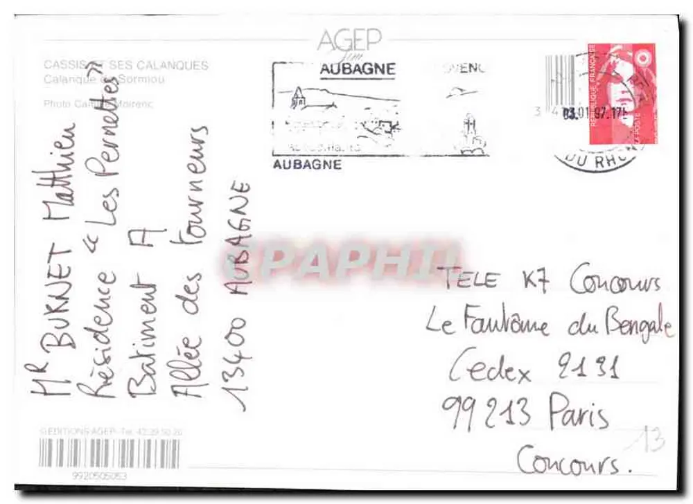 Cassis e suas Calanques — Foto Camille Moranc — Edições AGEPE, n°992050533 - Verso