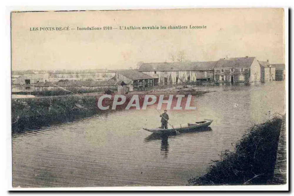 Les Ponts-de-Cé — Inundações de 1910 — L’Authion invade os canteiros Lecomte - Frente