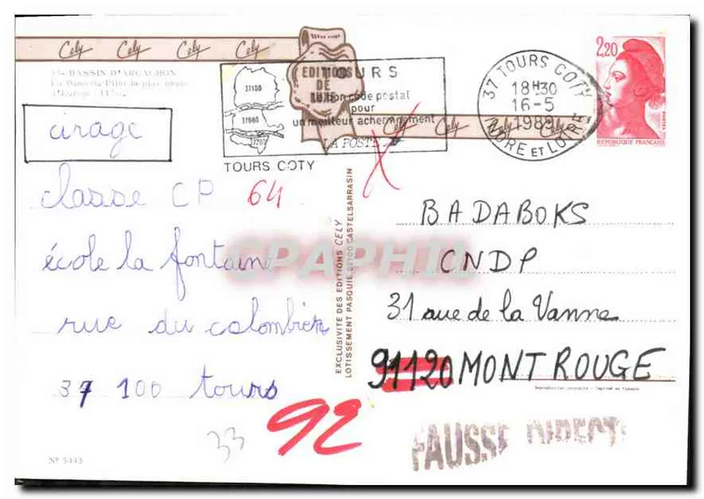 Duna do Pilat 117 m. — Cidade Histórica, berço de Joseph Bara 1779-1793 — Palaiseau - Verso