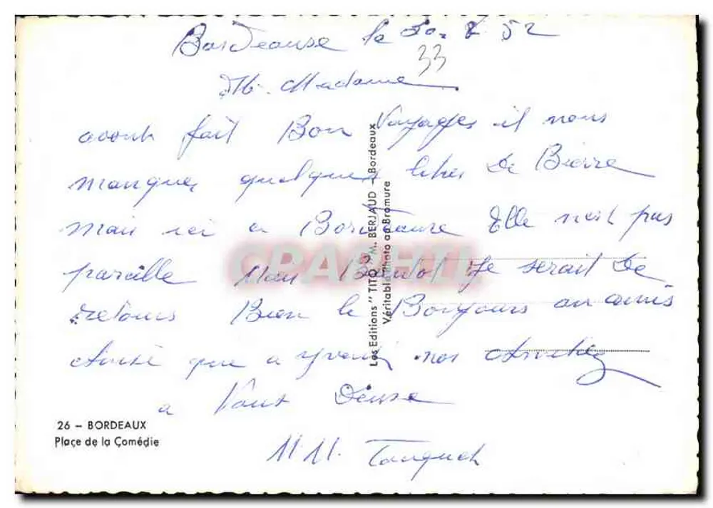 Praça da Comédia — Bordeaux — Edições Tito - Verso