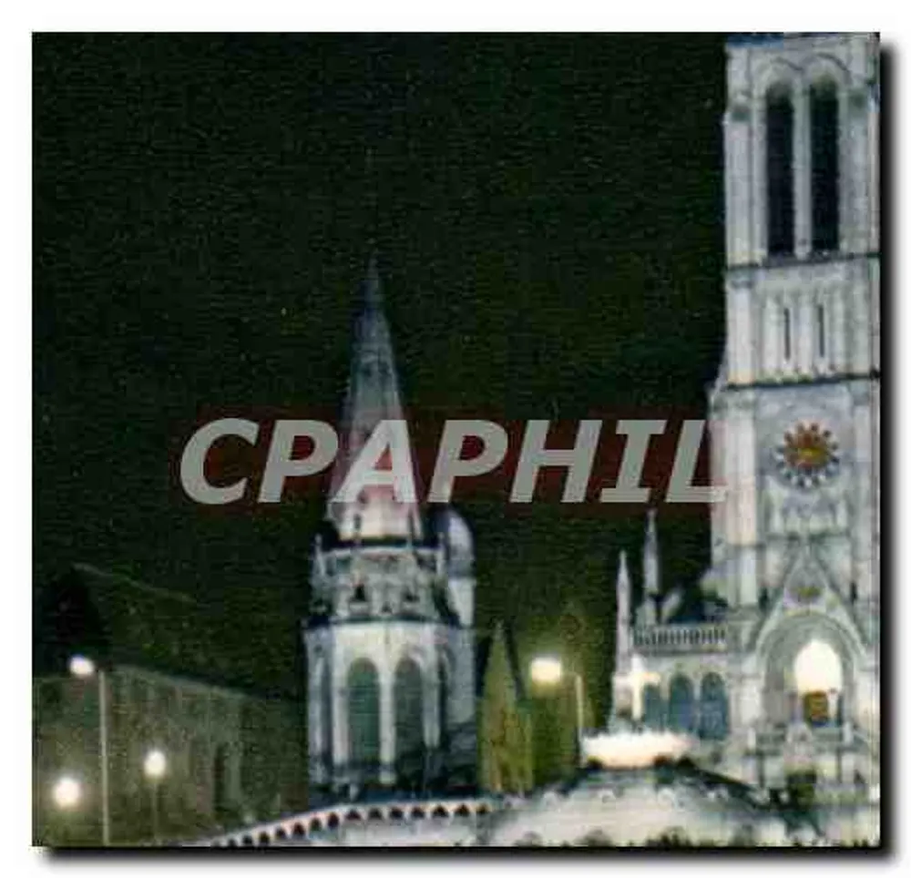Lourdes (Altos-Pirineus) - Basílica à noite — Editor Combier, n° ci 111 bis - Frente
