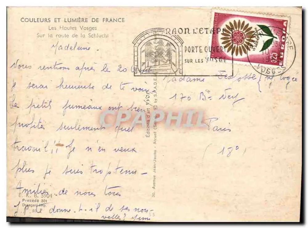 Offenes Tor zu den Vosges — Les Hautes Vosges — Éditions Jean-Jaurès - Rückseite