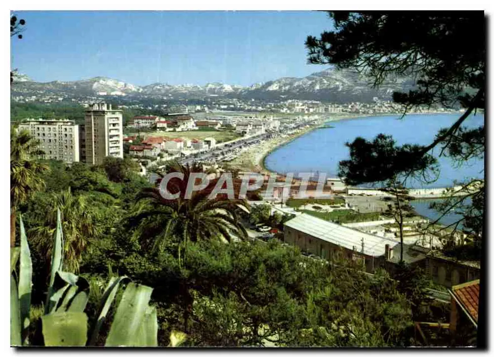 Promenade de la Corniche, allgemeiner Blick auf den Strand — durch die Kiefern — Ariescolor, Marseille - Vorderseite