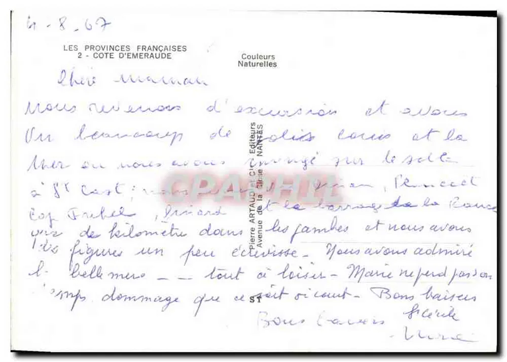 Côte d'Émeraude — Bretagne — Editor Pierre Artaud et Cie, Nantes, n°2 - Verso