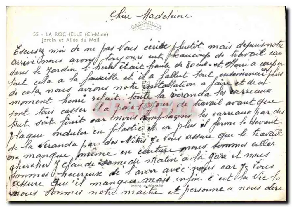 Garten und Allee des Mail — La Rochelle — Verlag Gérycolore, Nr. 55 - Rückseite