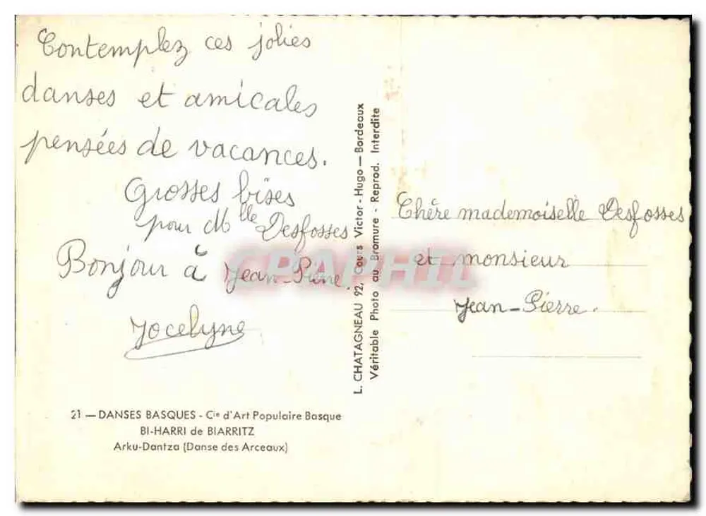 Basque-Tanz — Basque-Dantza — L. Chatagneau, Biarritz - Rückseite