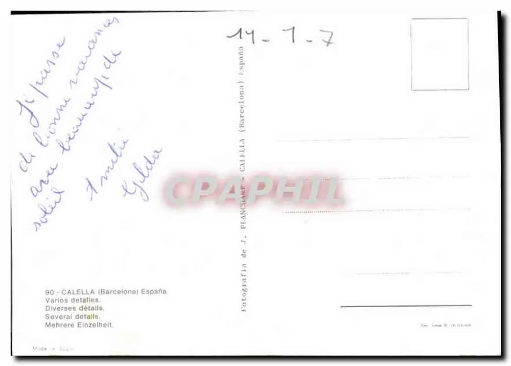 Calella — Verschillende details — J. Planchart, n° 90 - Achterkant