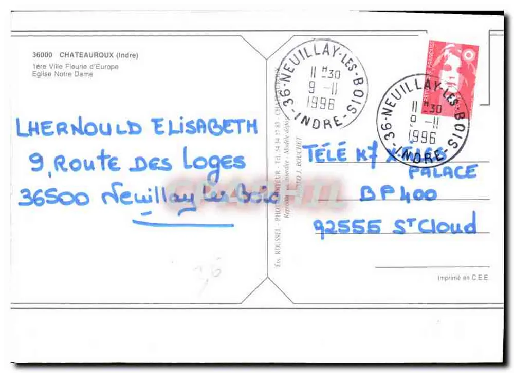 Châteauroux — Église Notre-Dame — Verlag J. Rouchet - Rückseite