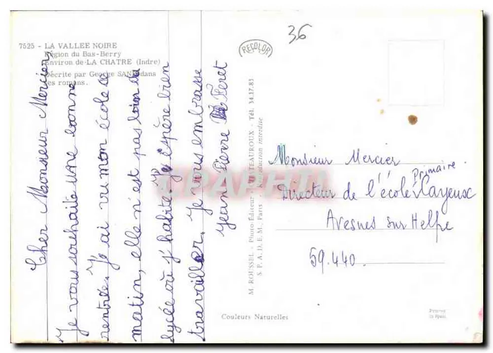 Schwarze Schlucht — Region Bas-Berry — Verlag M. ROUSSSEL, n° 36 - Rückseite