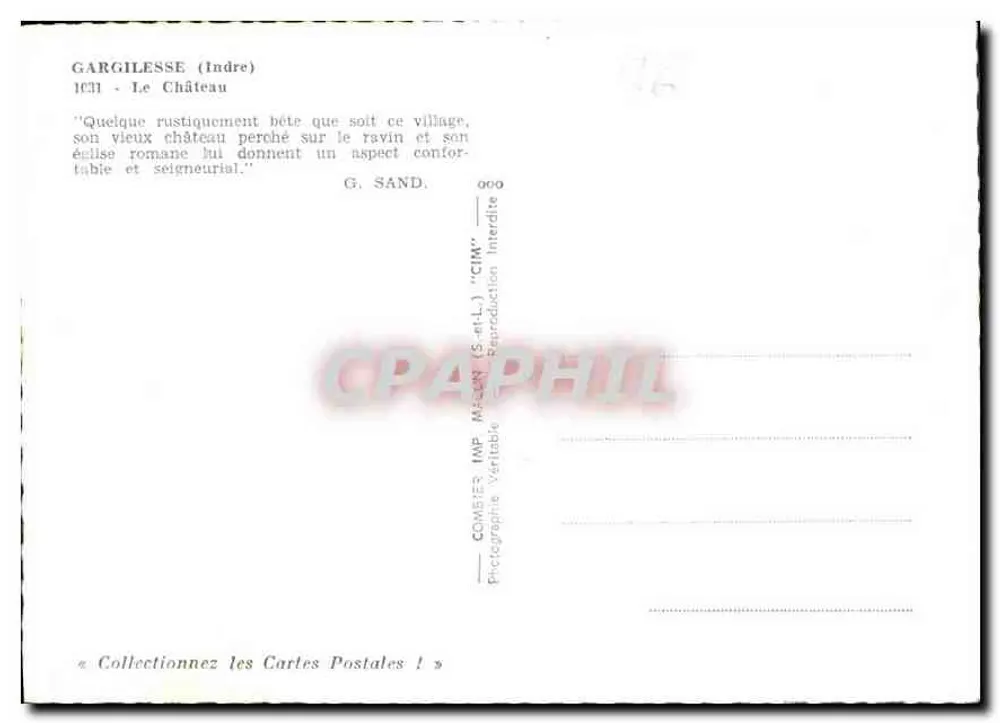 Gargilesse (Indre) — O Castelo — IMP. MASON (S.-et-L.) "CIM" - Verso