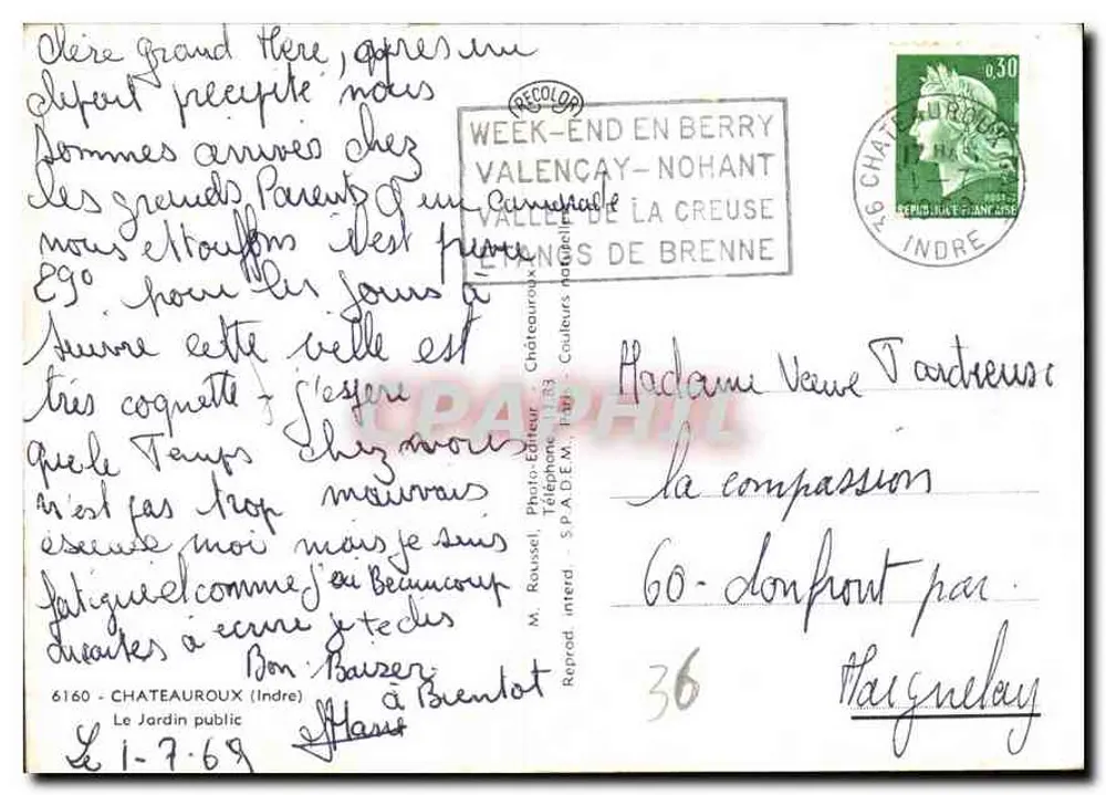 Jardim público — Châteauroux — editor M. Rousseau, n°36 - Verso