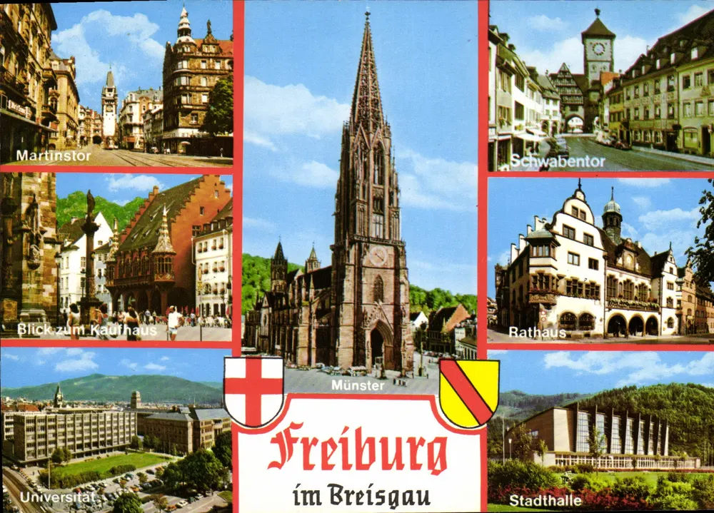 Freiburg im Breisgau — Panoramablick — Qualitäts-Karte - Vorderseite