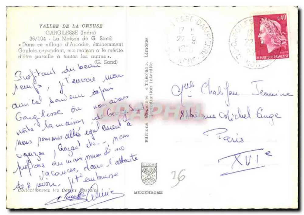 Gargilesse — Das Haus Arcadie — Editions Théolace - Rückseite