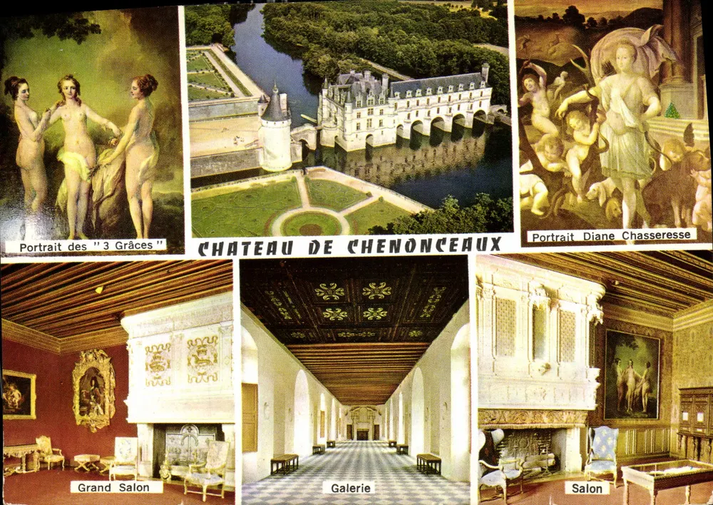 Schloss Chenonceaux — Luftbild, Innenaufnahmen und Gemälde — Verlag Art & Trésors - Vorderseite