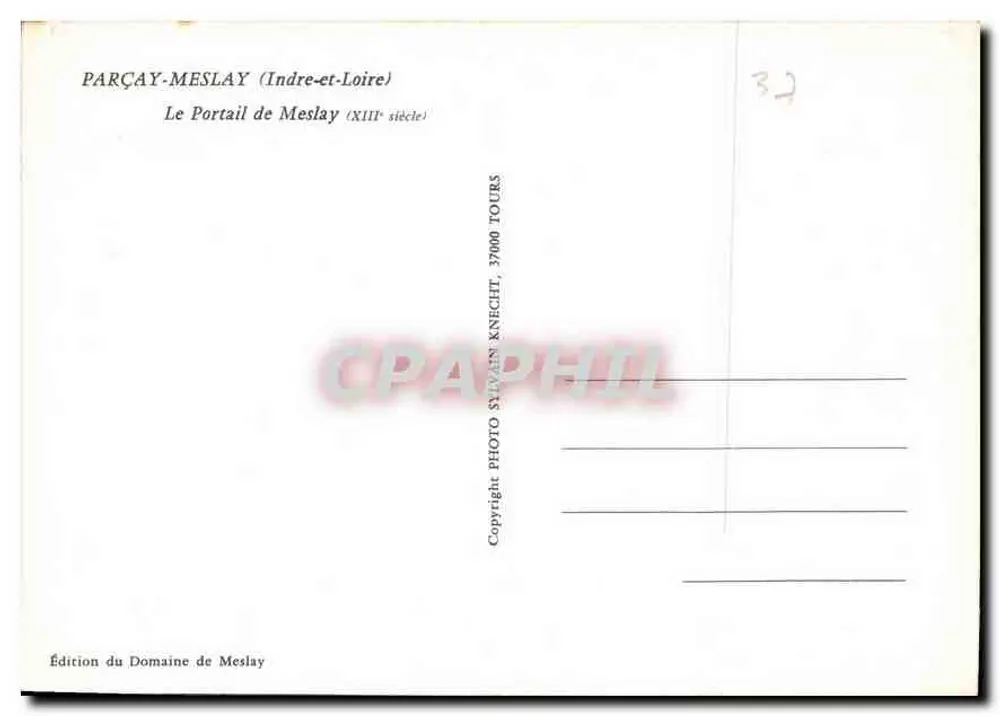 Parçay-Meslay — Der Portal von Meslay (13. Jahrhundert) — Edition des Domaines de Meslay - Rückseite