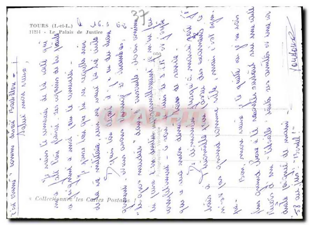 O Palácio de Justiça em Tours — editor Cim, n°37 - Verso