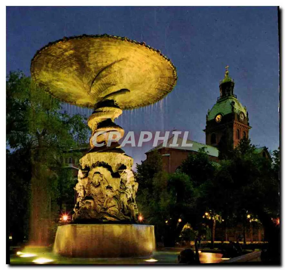 Stockholm - Molin's Fountain and St. Jacob's Church — Färgfoto Giovanni Trimboll, Serie 130/121 - Vorderseite