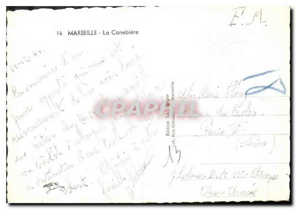 Place de la Canebière — Marselha — Édition La Bigogne - Verso