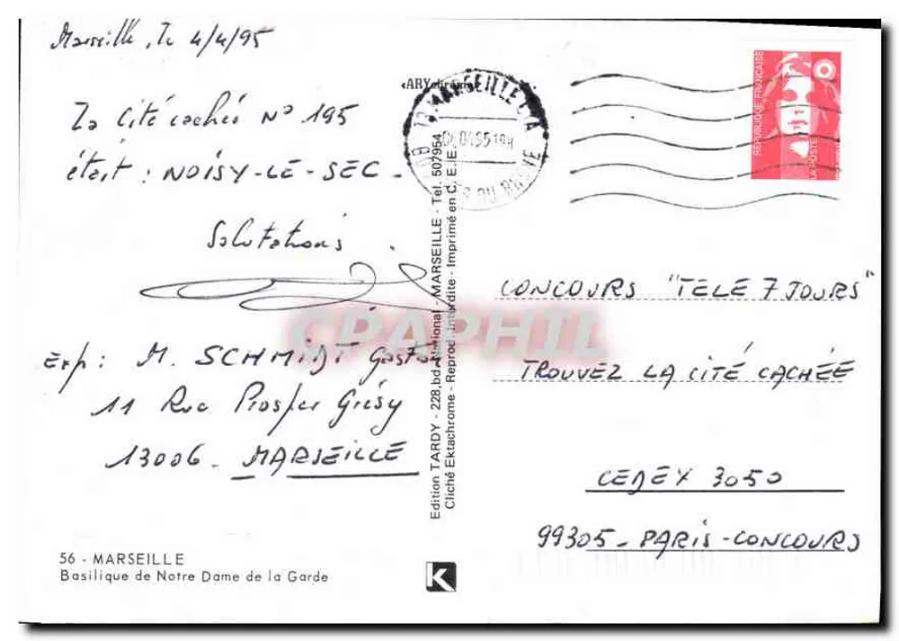 Marselha — Basílica Nossa Senhora da Guarda — Edição Tardy - Verso