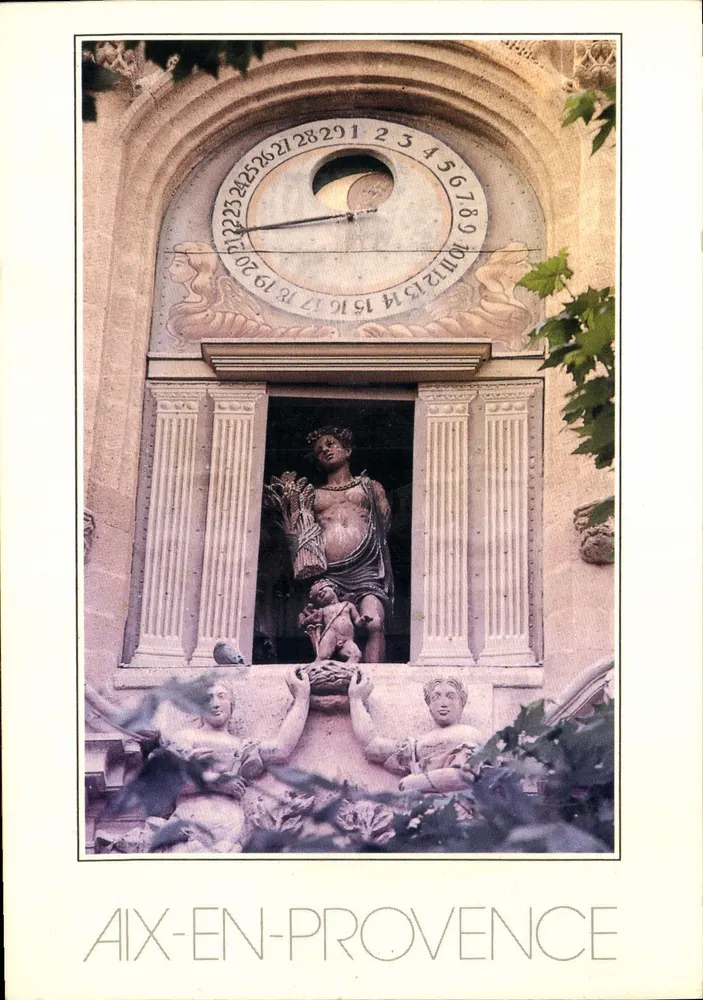 Relógio solar e estátua em Aix-en-Provence — edições agep, n° 45 83 066 - Frente