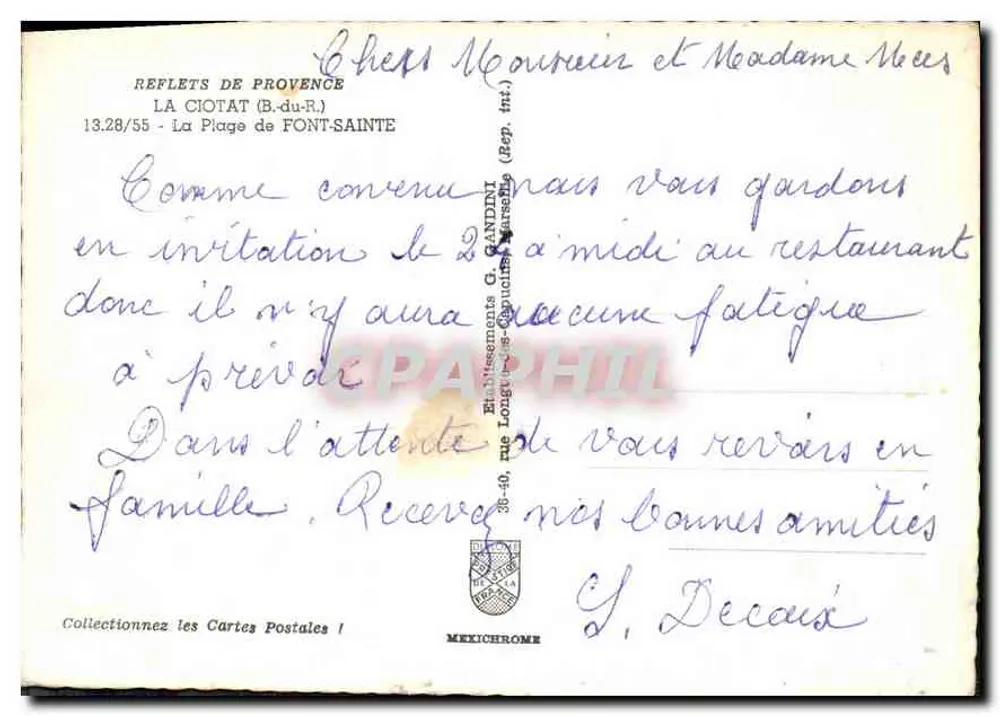 Der Strand von Font-Sainte — La Ciotat — Verlag IRIS - Rückseite