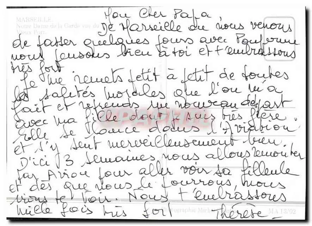Marseille — Ansicht vom Vieux Port und der Basilika Notre-Dame de la Garde — Verlag 'CPAPHIL' (gedruckt unten auf der Vorderseite) - Rückseite