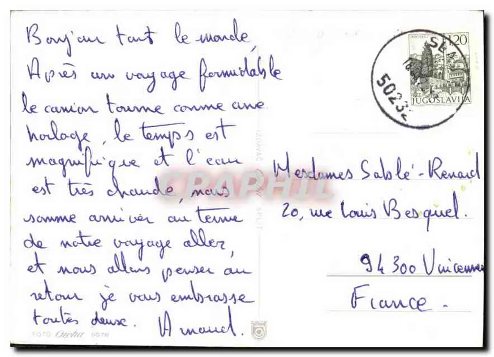 Pozdrav iz Slanoga — vista panorâmica do vilarejo costeiro — editor TOTO Ogelja, n° 5078 - Verso