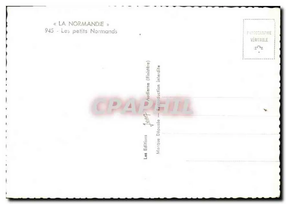 Dois crianças em trajes tradicionais — Normandia — Les Editions Audierne, n°945 - Verso