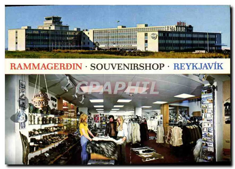 Hôtel Loftleiðir — Souvenirshop à Reykjavík — imprimé sur la carte - Voorkant